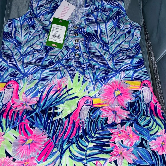 Lilly Pulitzer NWT Essie Top Bennet Blue Lets Mango $64 Size XXS - Picture 7 of 10